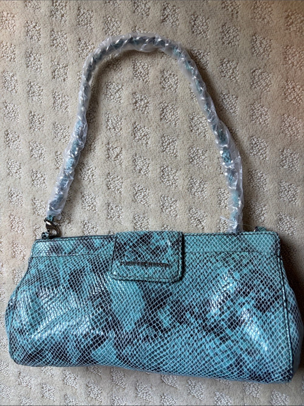 Judith Ripka Turquoise Snakeskin-Effect Shoulder Bag